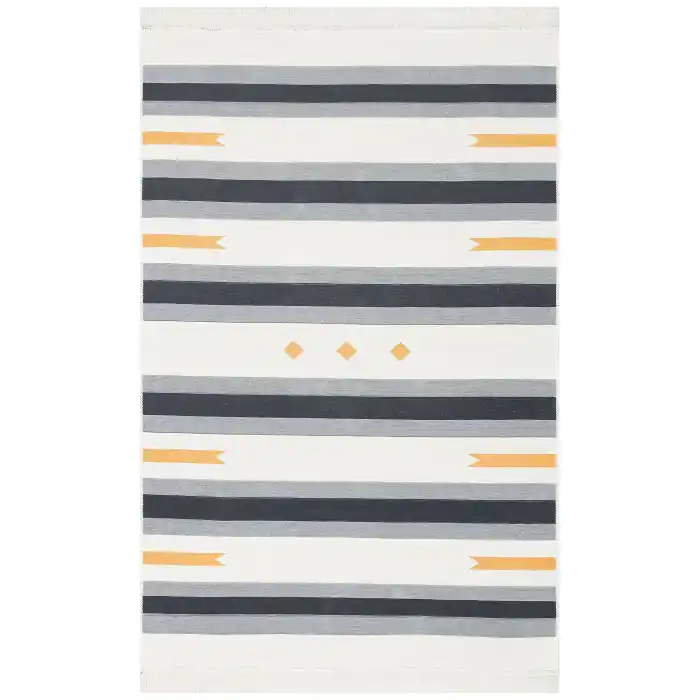 Arya Ar 24 Yellow Antrasit %100 Geri Dönüşümlü Pamuktan Çift Taraflı Yıkanabilir Modern Dekoratif Kilim