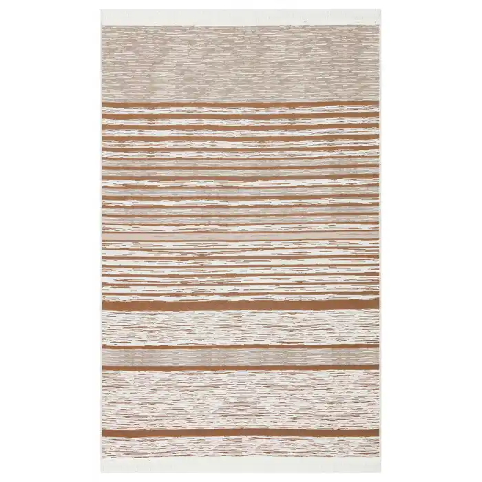 Arya Ar 27 Cream Beige %100 Geri Dönüşümlü Pamuktan Çift Taraflı Yıkanabilir Modern Dekoratif Kilim