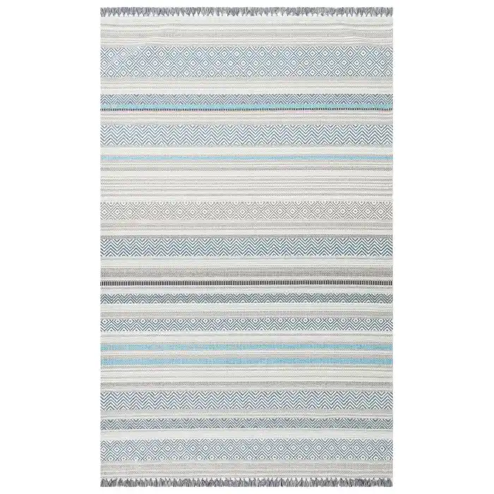 Aztec Az 01 Blue Antibakteriyel Hav Toz Vermez Yıkanabilir Kaymaz Modern İnce Dokuma Kilim
