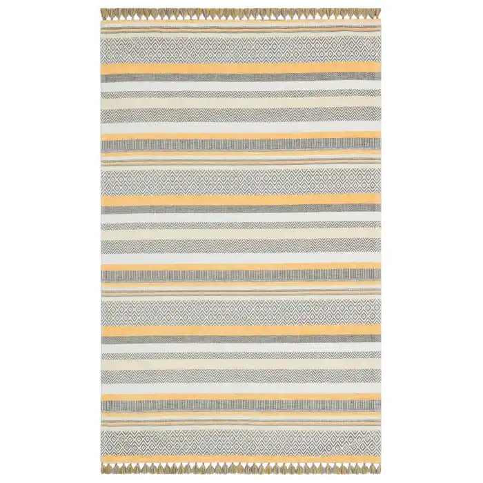 Aztec Az 01 Yellow Antibakteriyel Hav Toz Vermez Yıkanabilir Kaymaz Modern İnce Dokuma Kilim