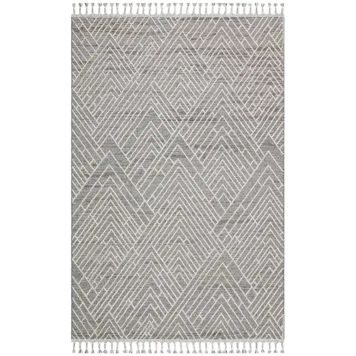 Soho Sh 12 Grey Hav Vermeyen Özel Ipler Ile Üretilen Etnik Örgü Desenlere Sahip Makine Halısı