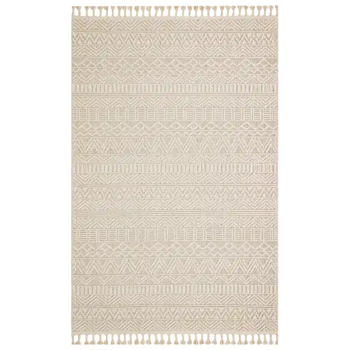 Soho Sh 14 Beige Hav Vermeyen Özel Ipler Ile Üretilen Etnik Örgü Desenlere Sahip Makine Halısı