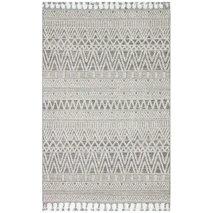 Soho Sh 14 Grey Hav Vermeyen Özel Ipler Ile Üretilen Etnik Örgü Desenlere Sahip Makine Halısı