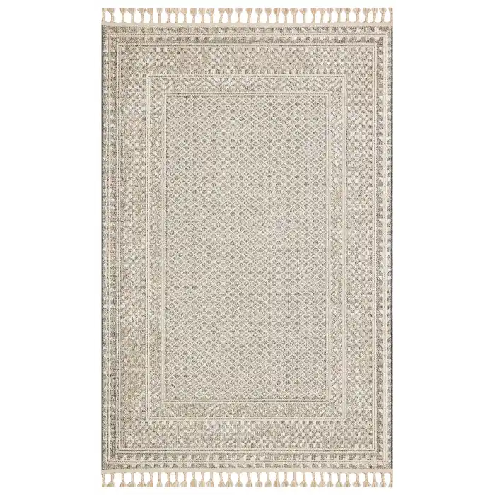 Soho Sh 15 Grey Beige Hav Vermeyen Özel Ipler Ile Üretilen Etnik Örgü Desenlere Sahip Makine Halısı