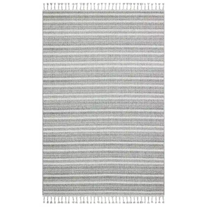 Soho Sh 21 Grey Ivory Hav Vermeyen Özel Ipler Ile Üretilen Etnik Örgü Desenlere Sahip Makine Halısı