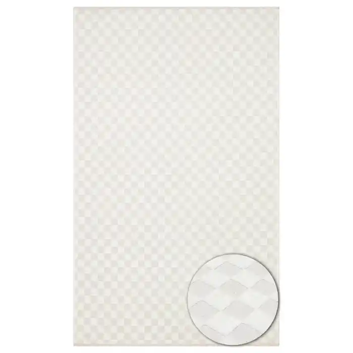 Ada 02 Cream Yüksek Alçak Dokulu Hav Toz Vermez Kolay Kullanımlı Yıkanabilir Kaymaz Kilim