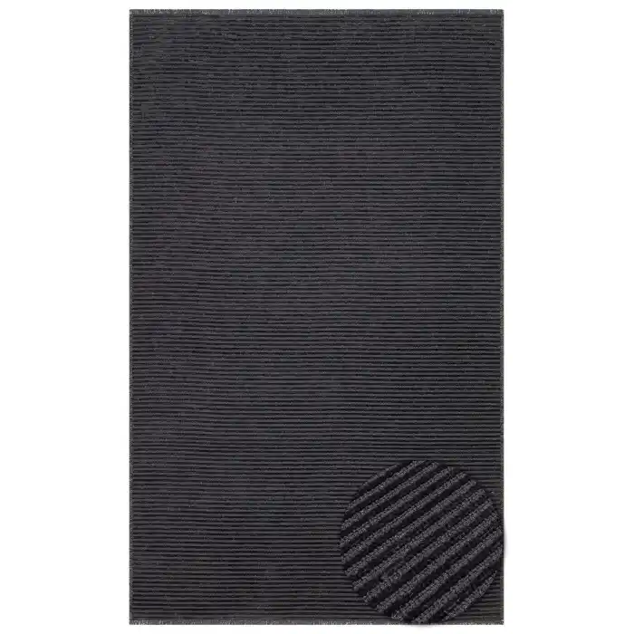 Ada Plain Grey Yüksek Alçak Dokulu Hav Toz Vermez Kolay Kullanımlı Yıkanabilir Kaymaz Kilim