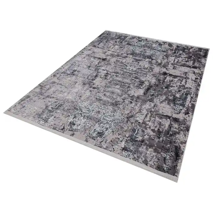 Allegro 1023 Gri Dekoratif Modern Kaymaz Tabanlı Makine Halısı ✄