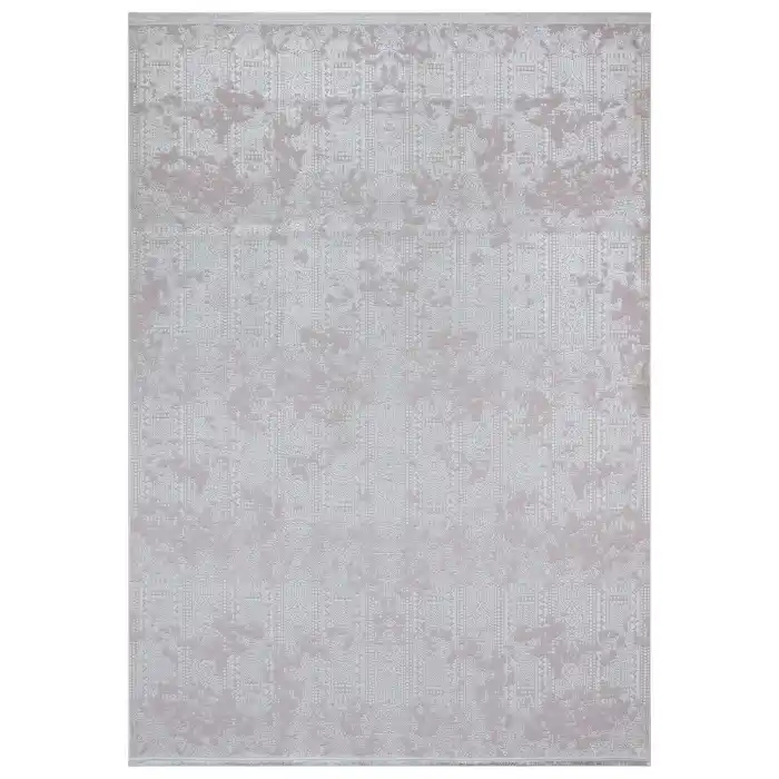 Allegro 1062 Beyaz Dekoratif Modern Kaymaz Tabanlı Makine Halısı ✄