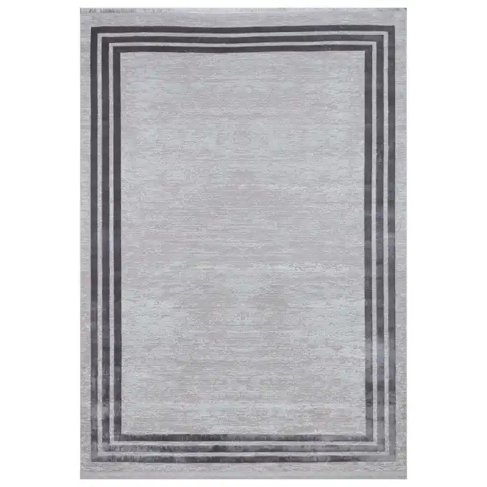 Allegro 2185 Açık Gri Dekoratif Modern Kaymaz Tabanlı Makine Halısı