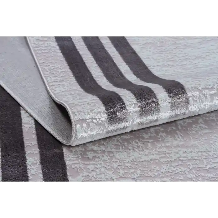 Allegro 2185 Açık Gri Dekoratif Modern Kaymaz Tabanlı Makine Halısı