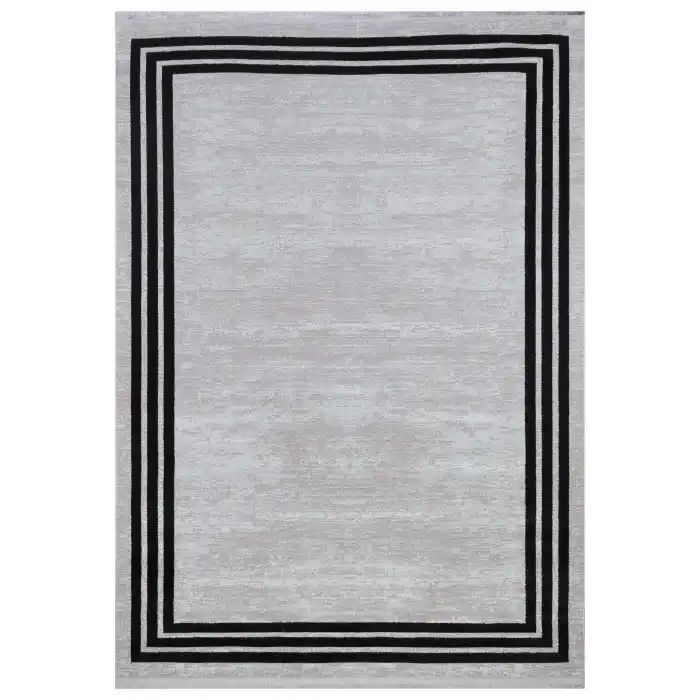 Allegro 2185 Siyah Dekoratif Modern Kaymaz Tabanlı Makine Halısı