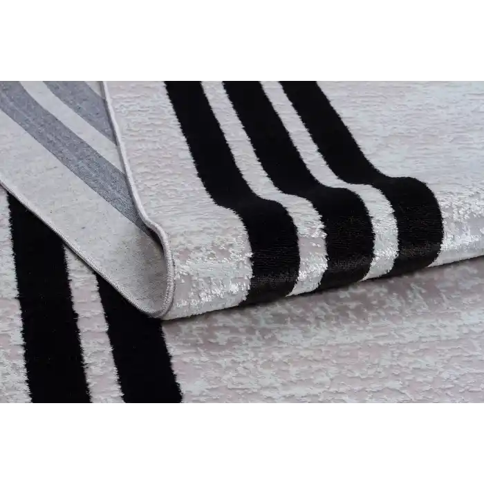 Allegro 2185 Siyah Dekoratif Modern Kaymaz Tabanlı Makine Halısı