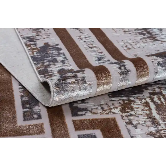 Allegro A1022 Vizon Dekoratif Modern Kaymaz Tabanlı Makine Halısı