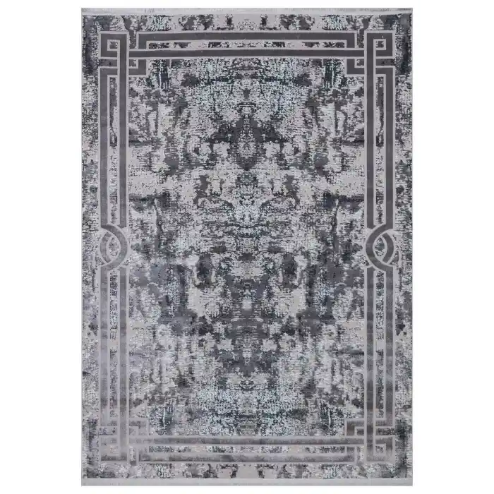 Allegro A1023 Gri Dekoratif Modern Kaymaz Tabanlı Makine Halısı