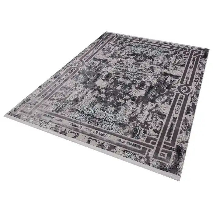 Allegro A1023 Gri Dekoratif Modern Kaymaz Tabanlı Makine Halısı