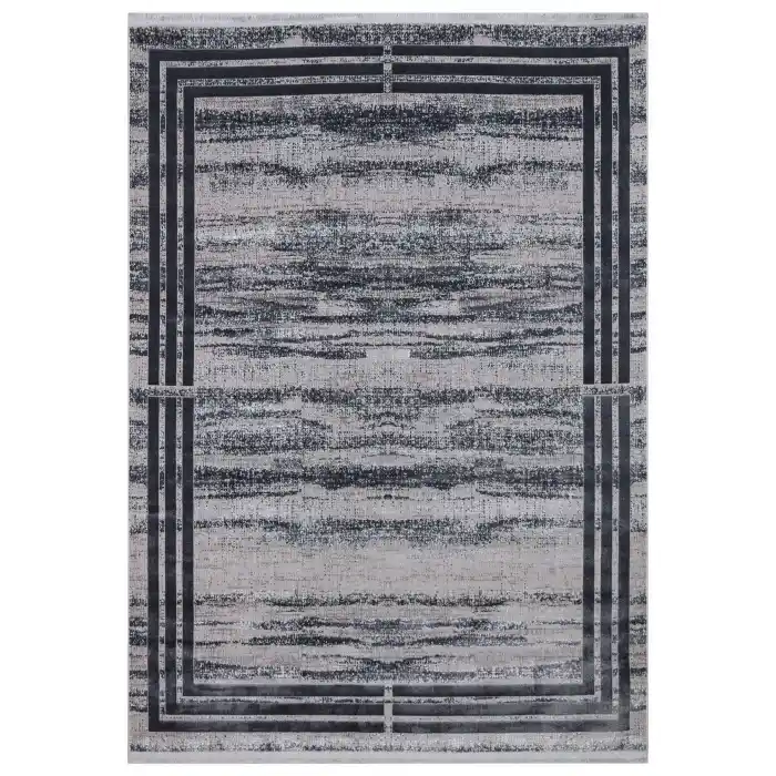 Allegro A1043 Füme Dekoratif Modern Kaymaz Tabanlı Makine Halısı