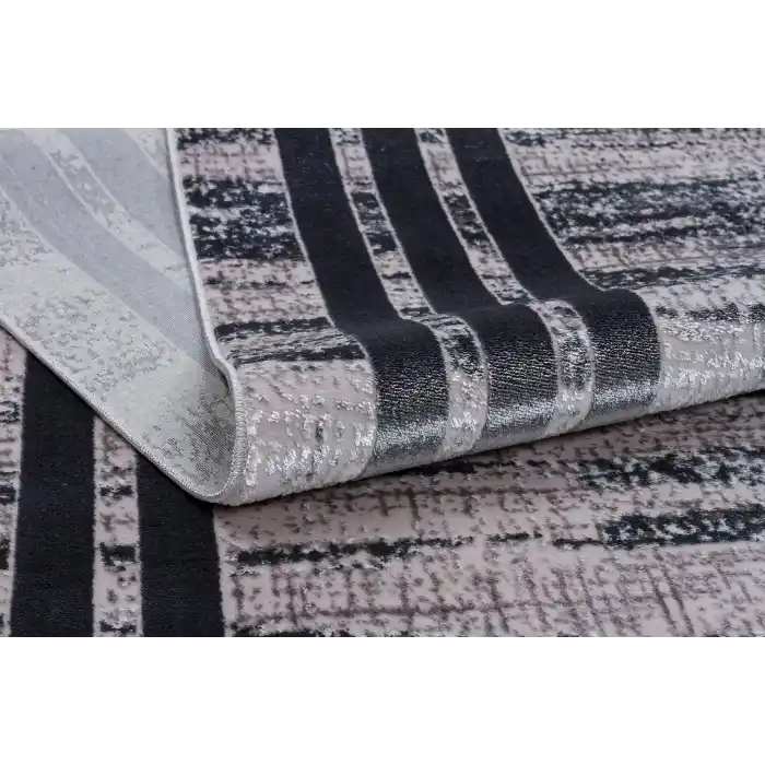Allegro A1043 Füme Dekoratif Modern Kaymaz Tabanlı Makine Halısı