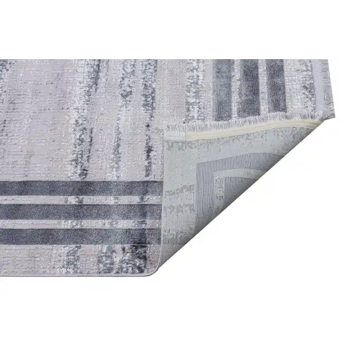 Allegro A1043 Füme Dekoratif Modern Kaymaz Tabanlı Makine Halısı