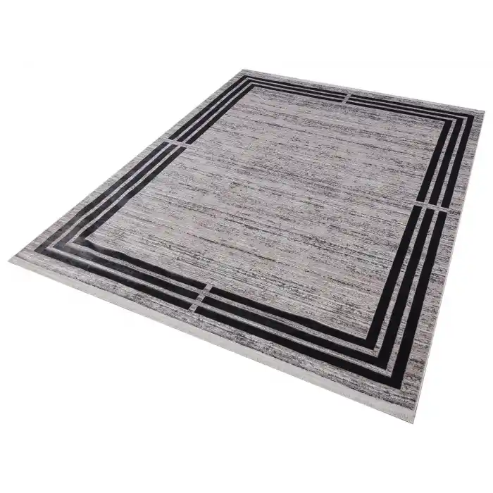 Allegro A1061 Açık Gri Dekoratif Modern Kaymaz Tabanlı Makine Halısı