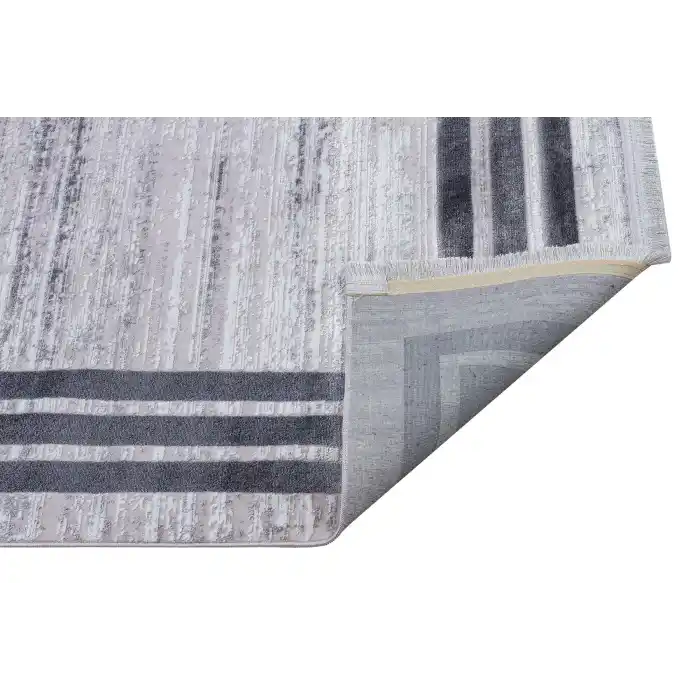 Allegro A1061 Açık Gri Dekoratif Modern Kaymaz Tabanlı Makine Halısı