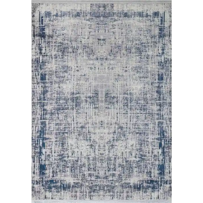 Allegro Soft 2986 Mavi Dekoratif Modern Kaymaz Tabanlı Makine Halısı