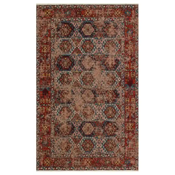 Anadolu 03 Multy Antik Desenli Yıkanabilir Kaymaz Tabanlı Etnik Kilim