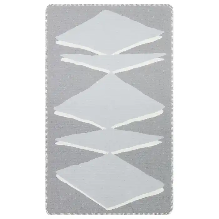 Arya Neo Arn 09 Grey White Yıkanabilir Kaymaz Tabanlı Modern Pamuk Kilim