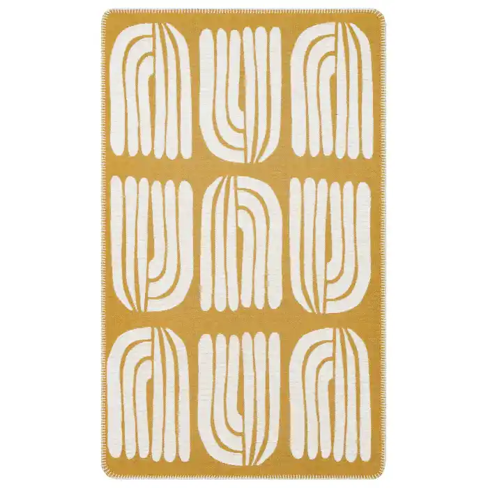 Arya Neo Arn 10 White Yellow Yıkanabilir Kaymaz Tabanlı Modern Pamuk Kilim