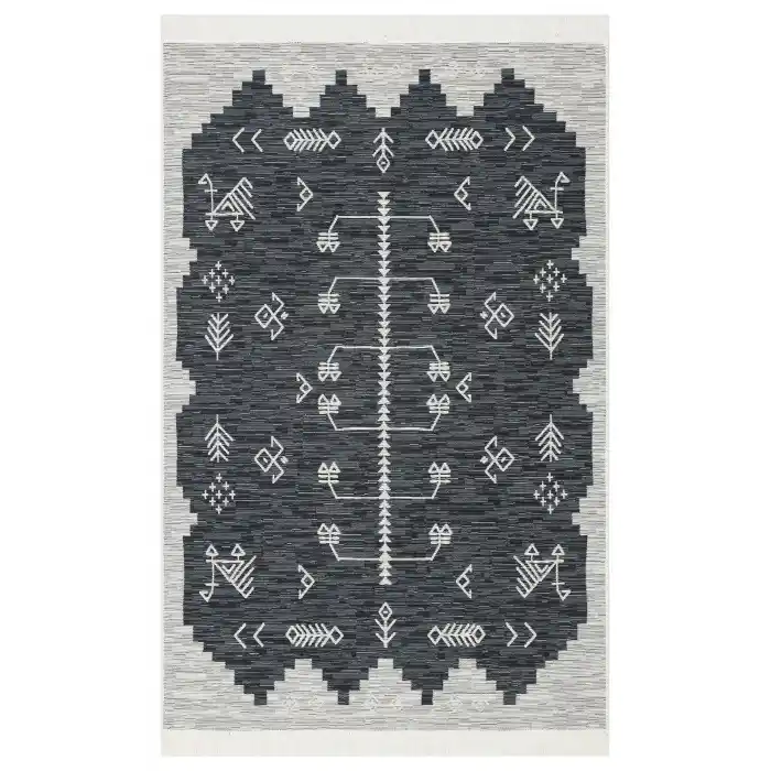 Arya Ar 23 Grey %100 Geri Dönüşümlü Pamuktan Çift Taraflı Yıkanabilir Modern Dekoratif Kilim