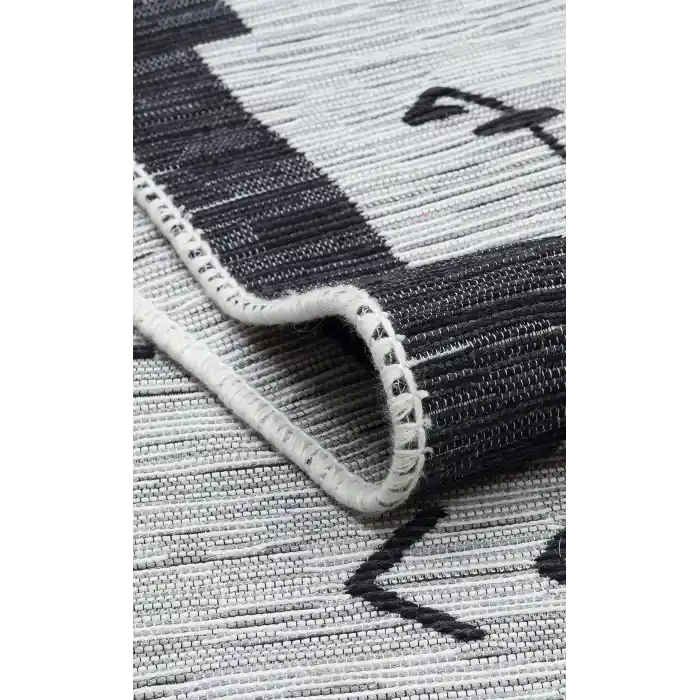 Arya Ar 23 Grey %100 Geri Dönüşümlü Pamuktan Çift Taraflı Yıkanabilir Modern Dekoratif Kilim