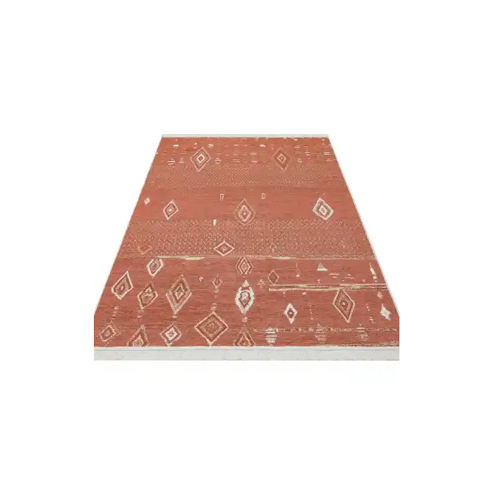 Arya Ar 37 Terra %100 Geri Dönüşümlü Pamuktan Çift Taraflı Yıkanabilir Modern Dekoratif Kilim