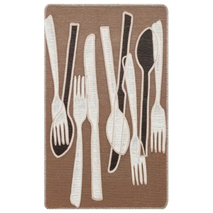 Arya Neo Arn 06 Brown White Yıkanabilir Kaymaz Tabanlı Modern Pamuk Kilim