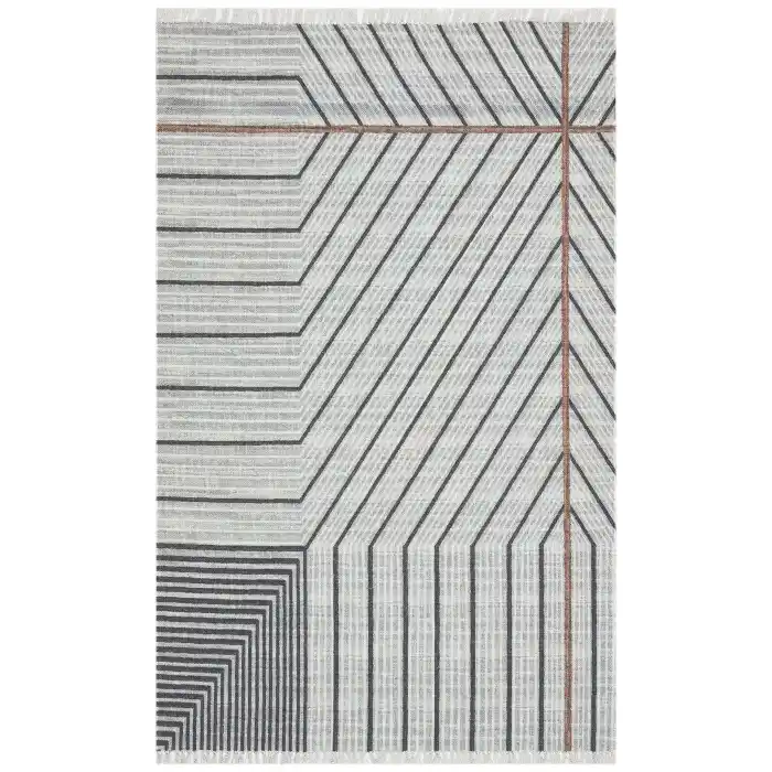 Asos As 05 Grey Jüt Hasır Görünümlü Hav Toz Vermeyen Çift Taraflı Kullanılabilen Yıkanabilir Kilim