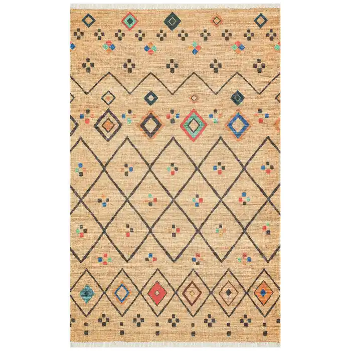 Asos As 07 Multy Jüt Hasır Görünümlü Hav Toz Vermeyen Çift Taraflı Kullanılabilen Yıkanabilir Kilim