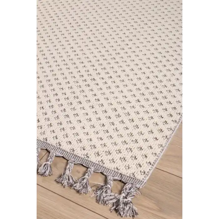 Astra 28047A Beyaz Bukle Tekniğiyle Üretilmiş Modern Makine Halısı