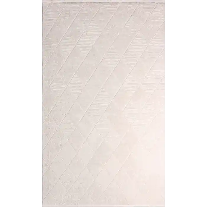 Balat 239A Beyaz Dekoratif Makine Halısı
