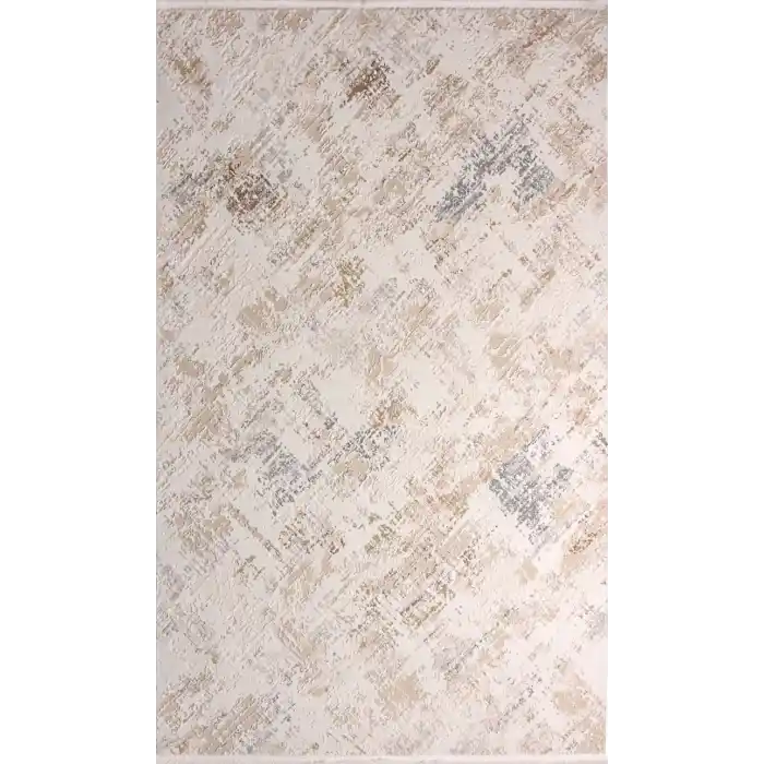 Balat 253A Beyaz Bej Dekoratif Makine Halısı