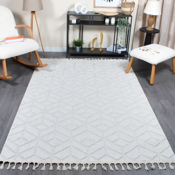 Boho BH-1 Krem Bukle Dokuma Modern Makine Halısı