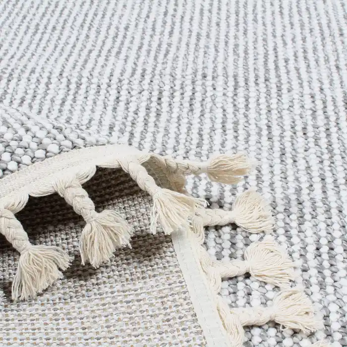 Boho BH-2 Gri Krem Bukle Dokuma Modern Makine Halısı