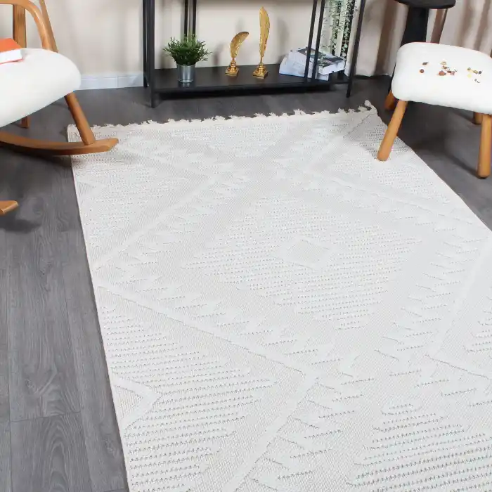 Boho BH-6 Krem Bukle Dokuma Modern Makine Halısı