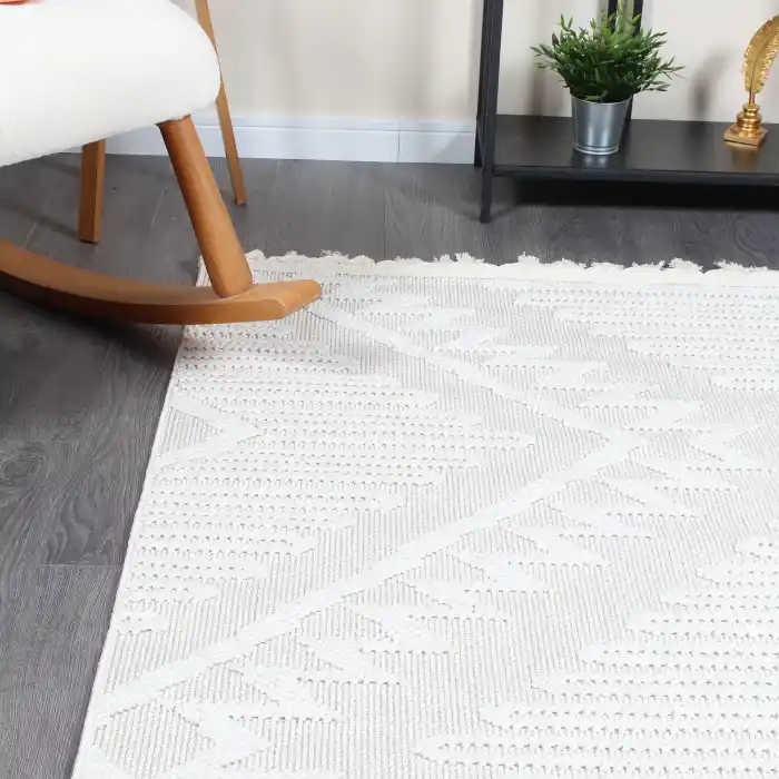 Boho BH-6 Krem Bukle Dokuma Modern Makine Halısı