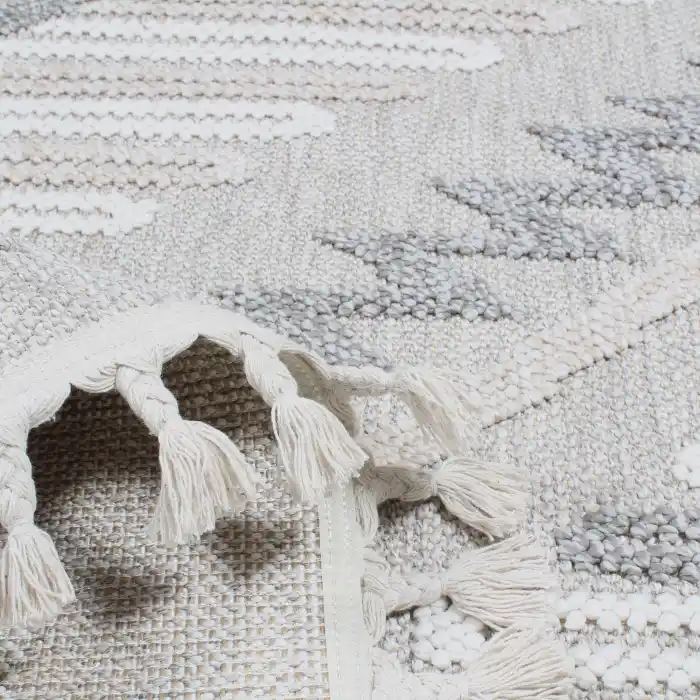 Boho BH-7 Gri Krem Bukle Dokuma Modern Makine Halısı