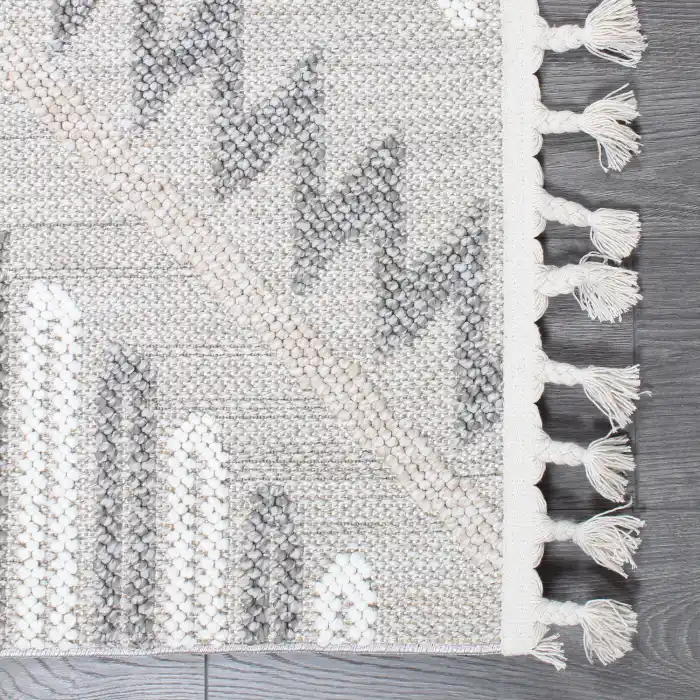 Boho BH-7 Gri Krem Bukle Dokuma Modern Makine Halısı