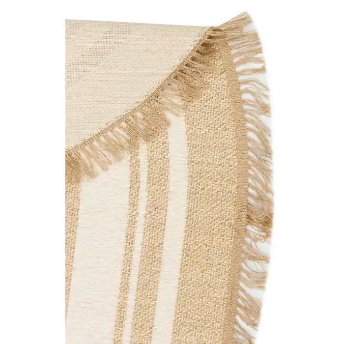 Brooklyn Brk 09 Ivory Oval Hasır Görünümlü Kaymaz Renkli Dokuma Modern Kilim