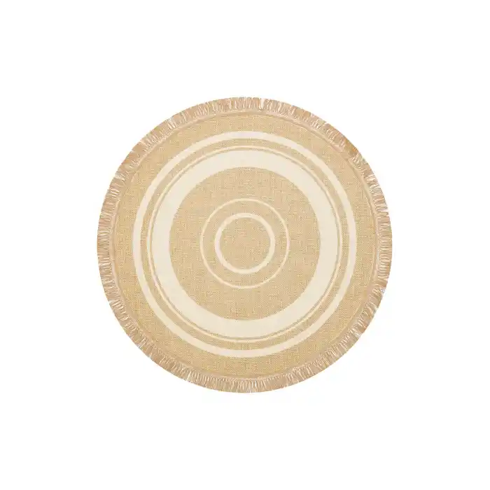 Brooklyn Brk 09 Ivory Q Yuvarlak Hasır Görünümlü Kaymaz Renkli Dokuma Modern Kilim