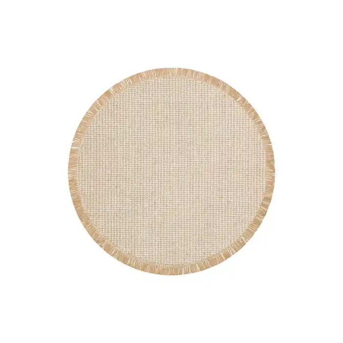Brooklyn Brk 01 Cream Sılver Q Yuvarlak Hasır Görünümlü Kaymaz Renkli Dokuma Modern Kilim