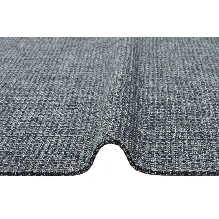 Brooklyn Brk 01 Antrasit Sılver Q Yuvarlak Hasır Görünümlü Kaymaz Renkli Dokuma Modern Kilim