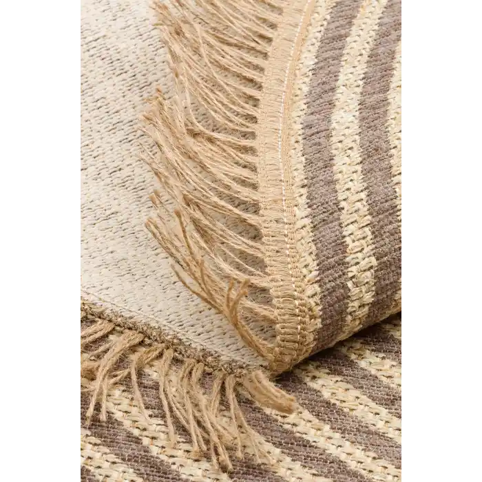 Brooklyn Brk 07 Grey Hasır Görünümlü Kaymaz Renkli Dokuma Modern Kilim