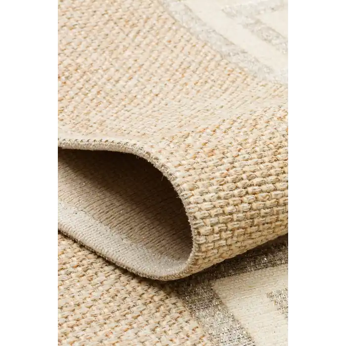 Brooklyn Brk 11 Natural Whıte Hasır Görünümlü Kaymaz Renkli Dokuma Modern Kilim